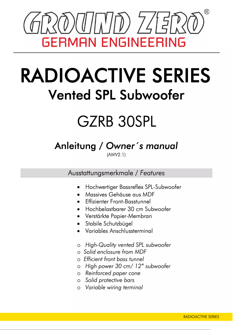 Image de la première page du manuel de l'appareil GZRB 30SPL