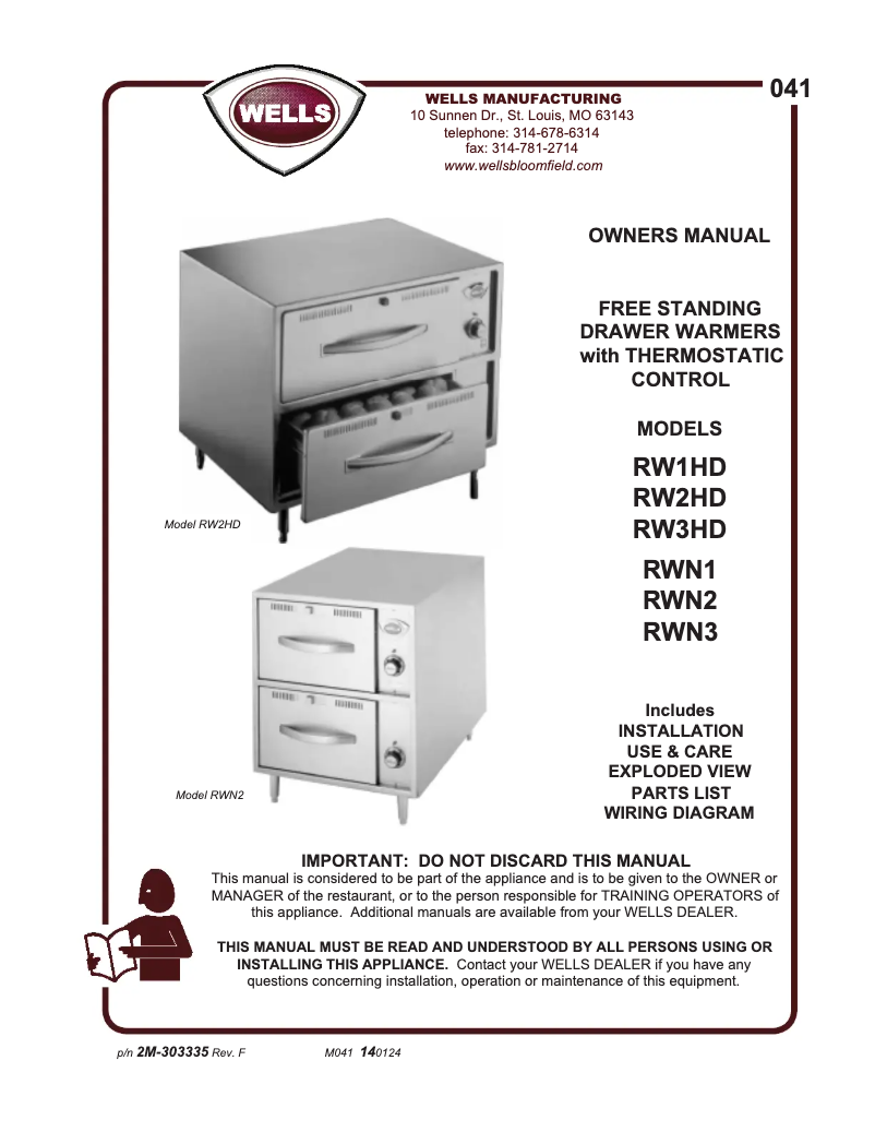 Page 1 de la notice Manuel utilisateur Wells RW2HD