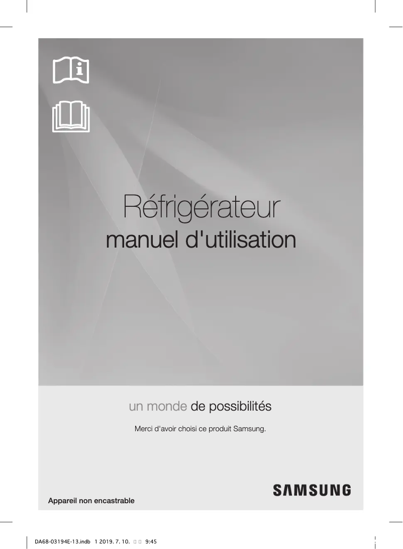 Page 1 de la notice Manuel utilisateur Samsung RF56J9040SG