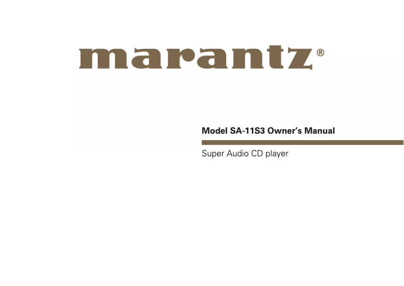 Page n°1 - Manuel utilisateur Marantz SA-11S3