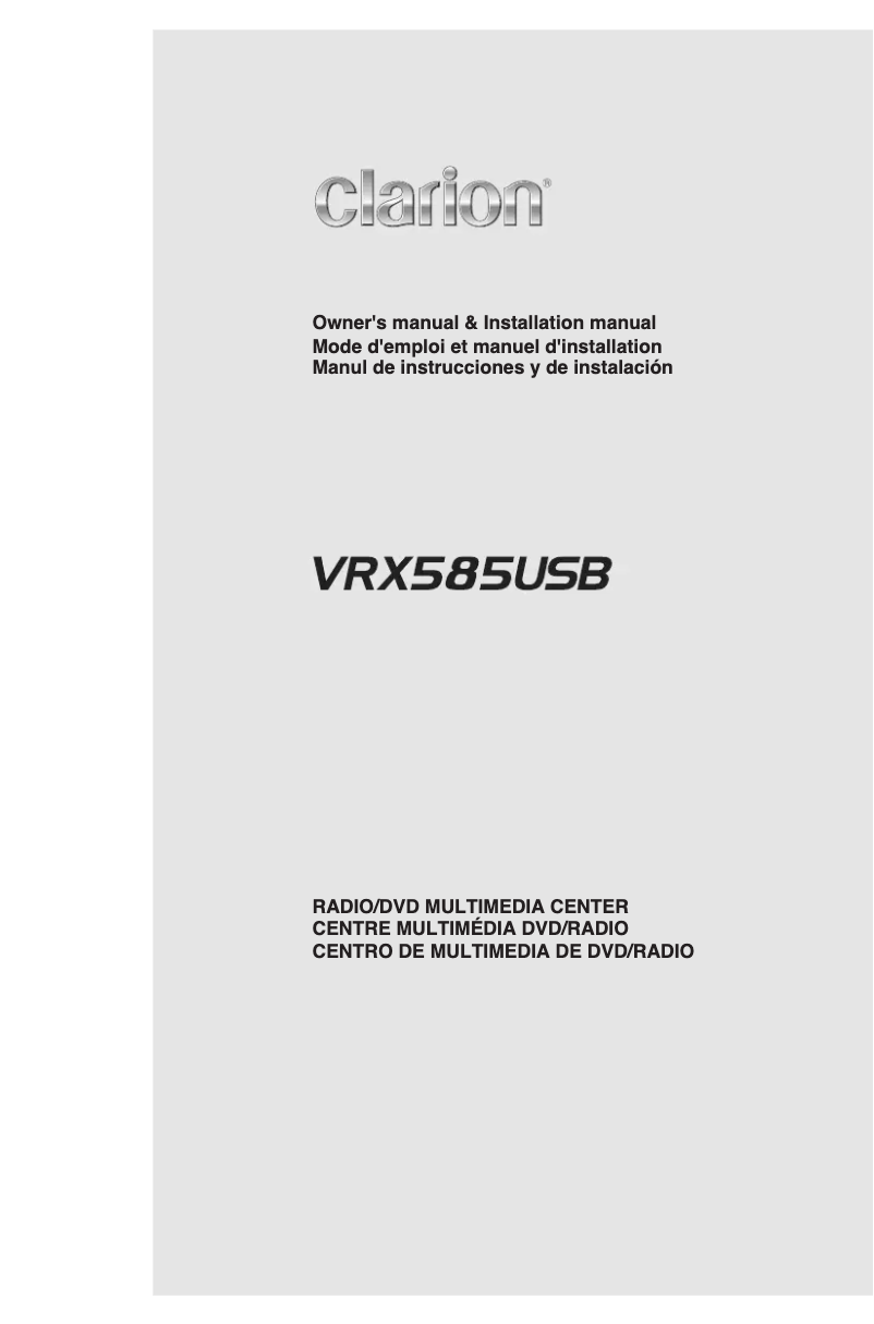 Page n°1 - Manuel utilisateur Clarion VRX585USB