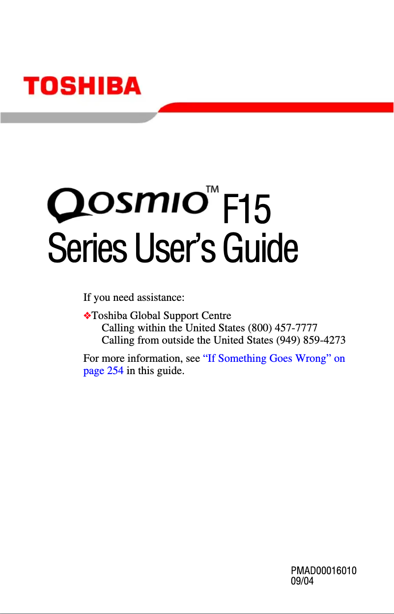 Page n°1 - Manuel utilisateur Toshiba Qosmio F15