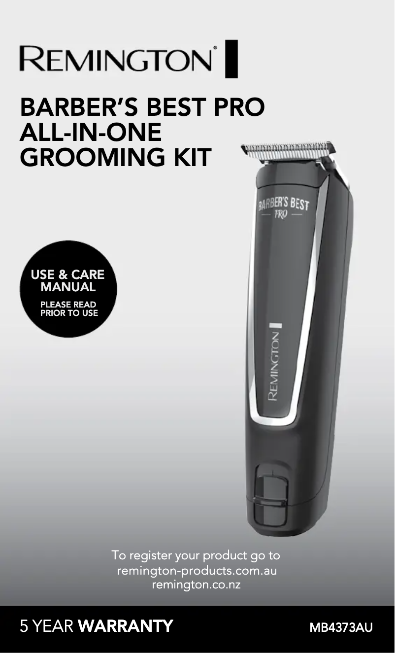 Page 1 de la notice Manuel utilisateur Remington Barber Best Pro MB4373