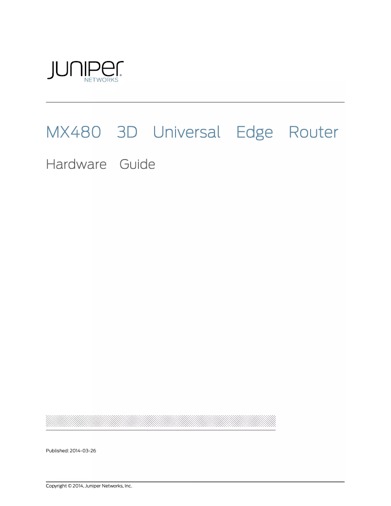 Page n°1 - Manuel utilisateur Juniper MX480 3D