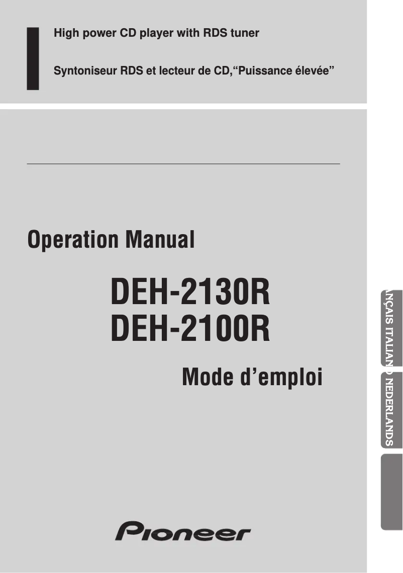 Image de la première page du manuel de l'appareil DEH-2100R