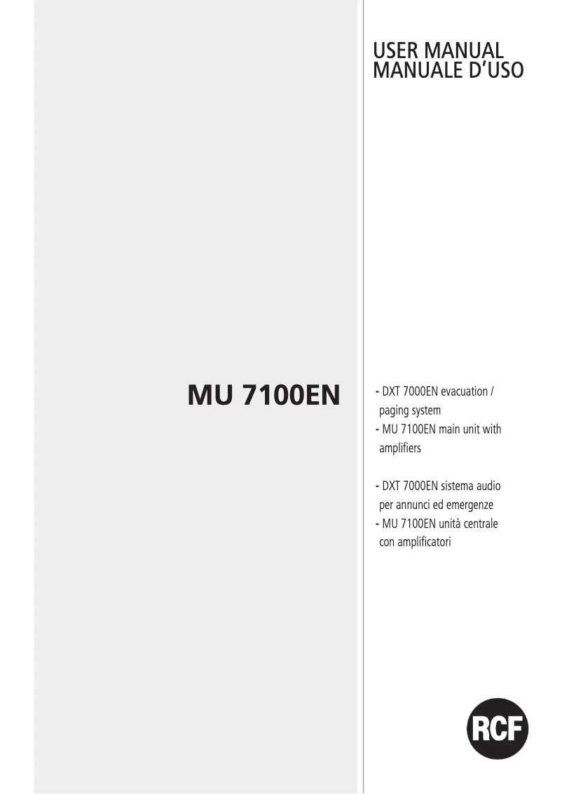 Image de la première page du manuel de l'appareil MU 7100EN