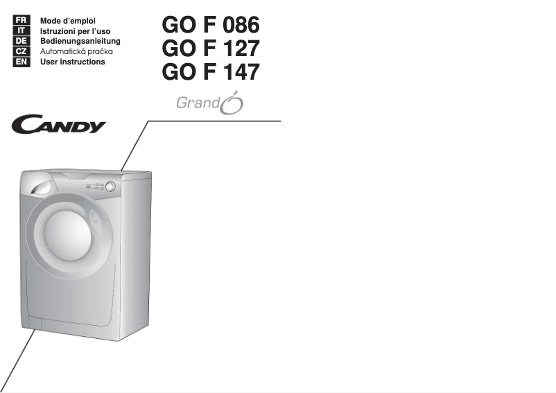 Page 1 de la notice Manuel utilisateur Candy GO4 086