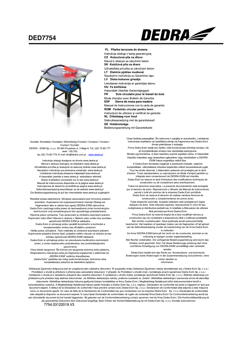 Image de la première page du manuel de l'appareil DED7754