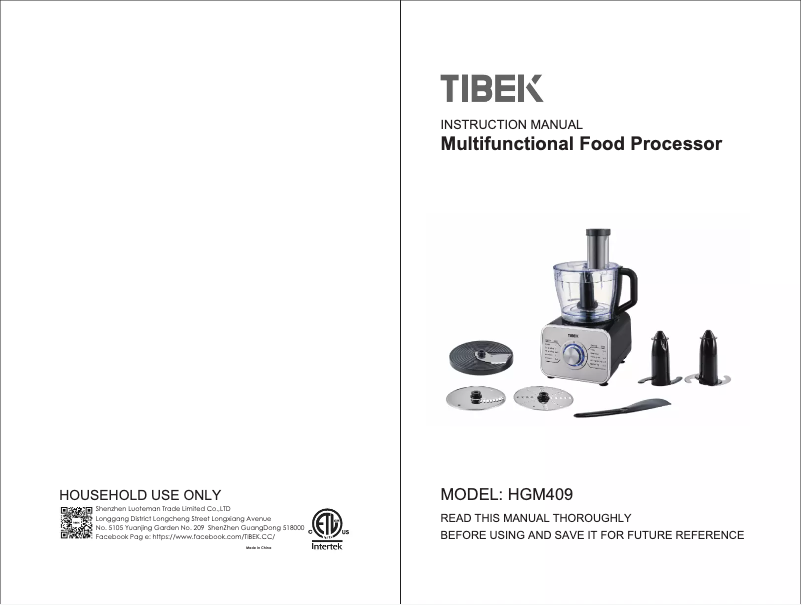 Page 1 de la notice Manuel utilisateur Tibek HGM409