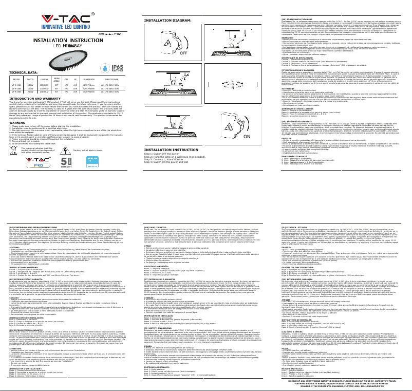 Page 1 de la notice Manuel utilisateur V-TAC VT-9-156S