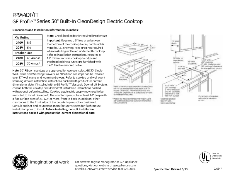 Image de la première page du manuel de l'appareil Profile PP944DTBB