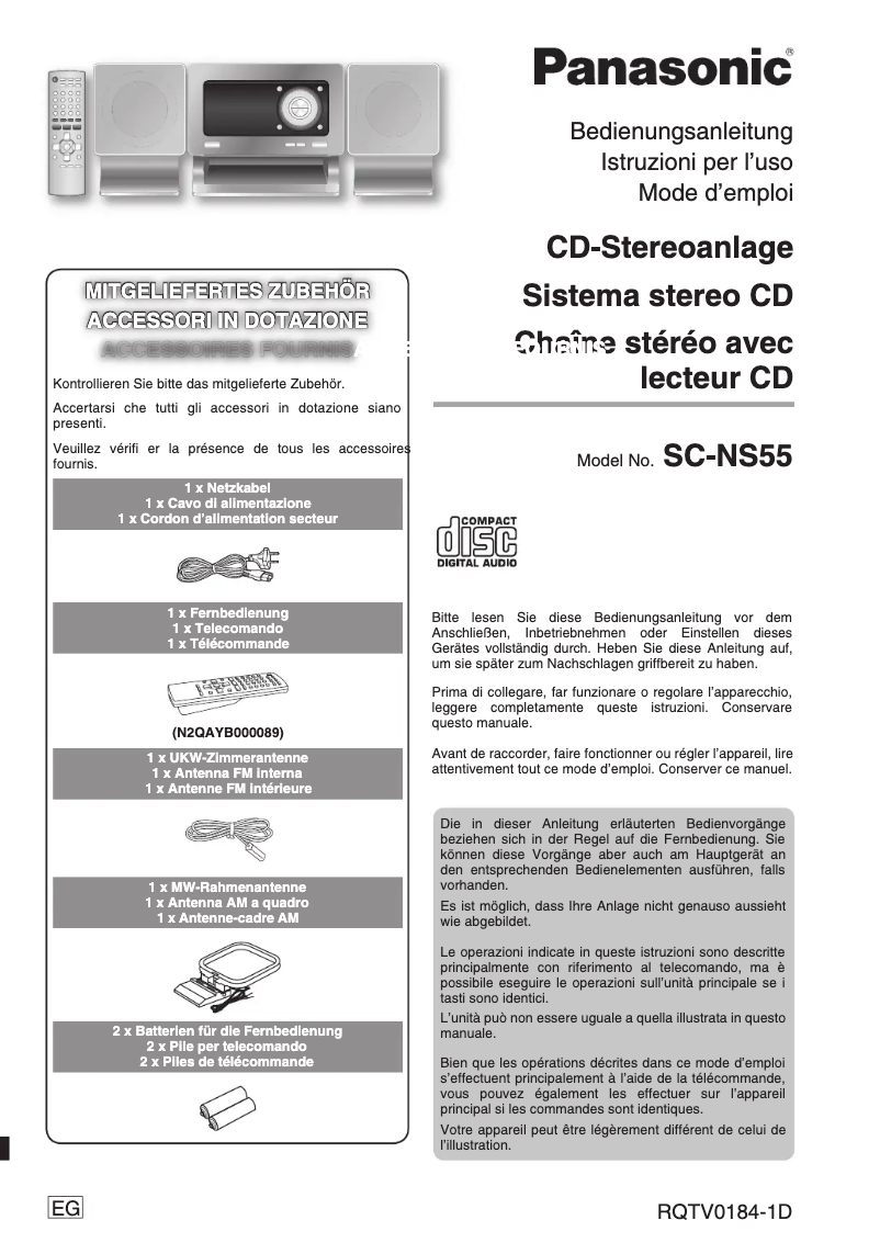 Page 1 de la notice Manuel utilisateur Panasonic SC-NS55