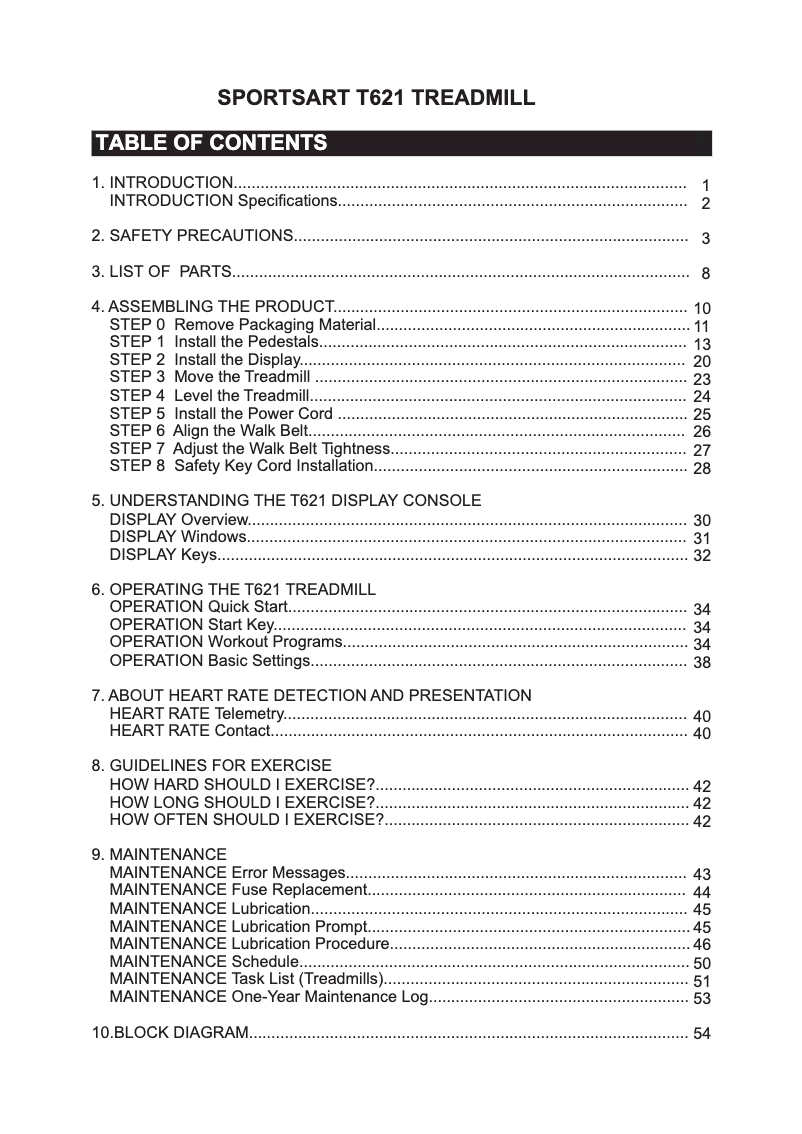 Page 1 de la notice Manuel utilisateur SportsArt T621