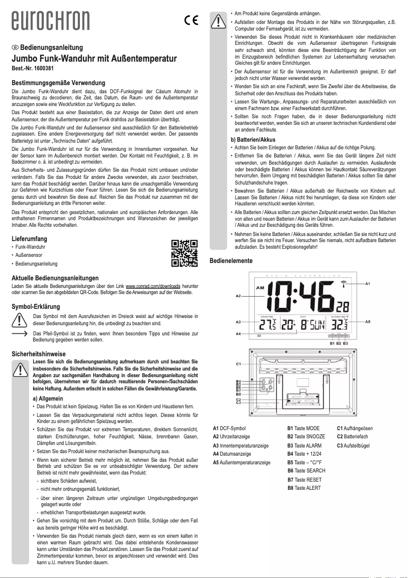 Page n°1 - Manuel utilisateur Eurochron EFWU Jumbo 102