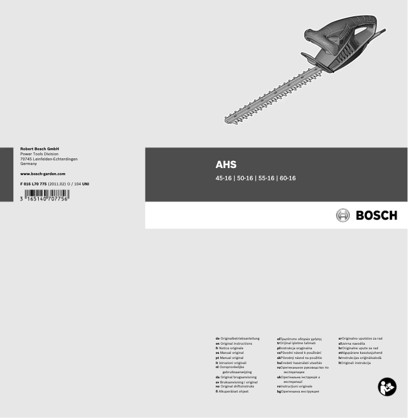 Page n°1 - Manuel utilisateur Bosch AHS 55-16