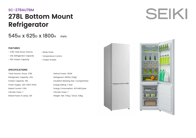 Page n°1 - Fiche technique Seiki SC-278AU7BM