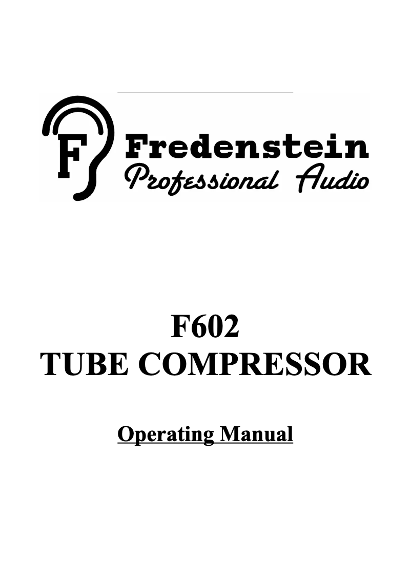 Image de la première page du manuel de l'appareil F602 Tube Compressor