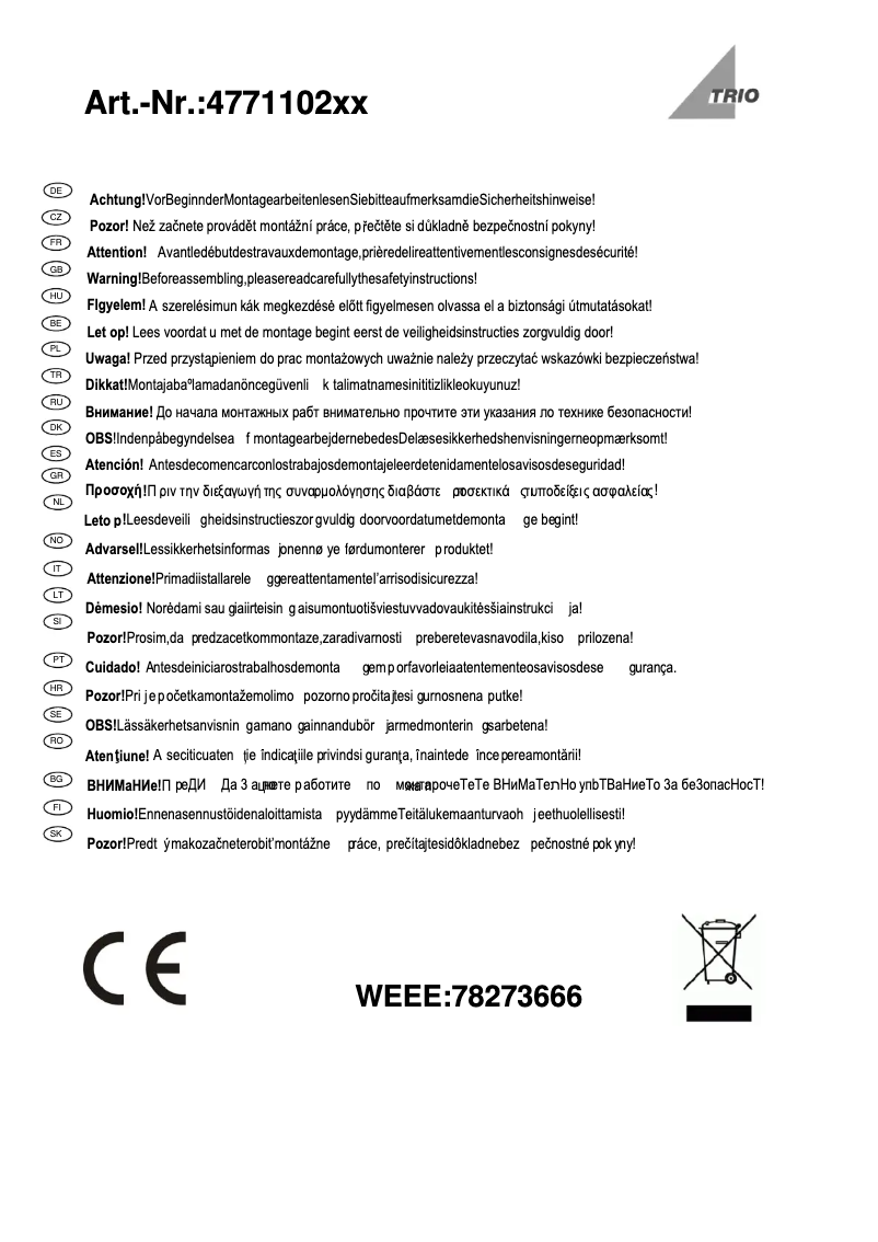 Image de la première page du manuel de l'appareil Cassini 477110208