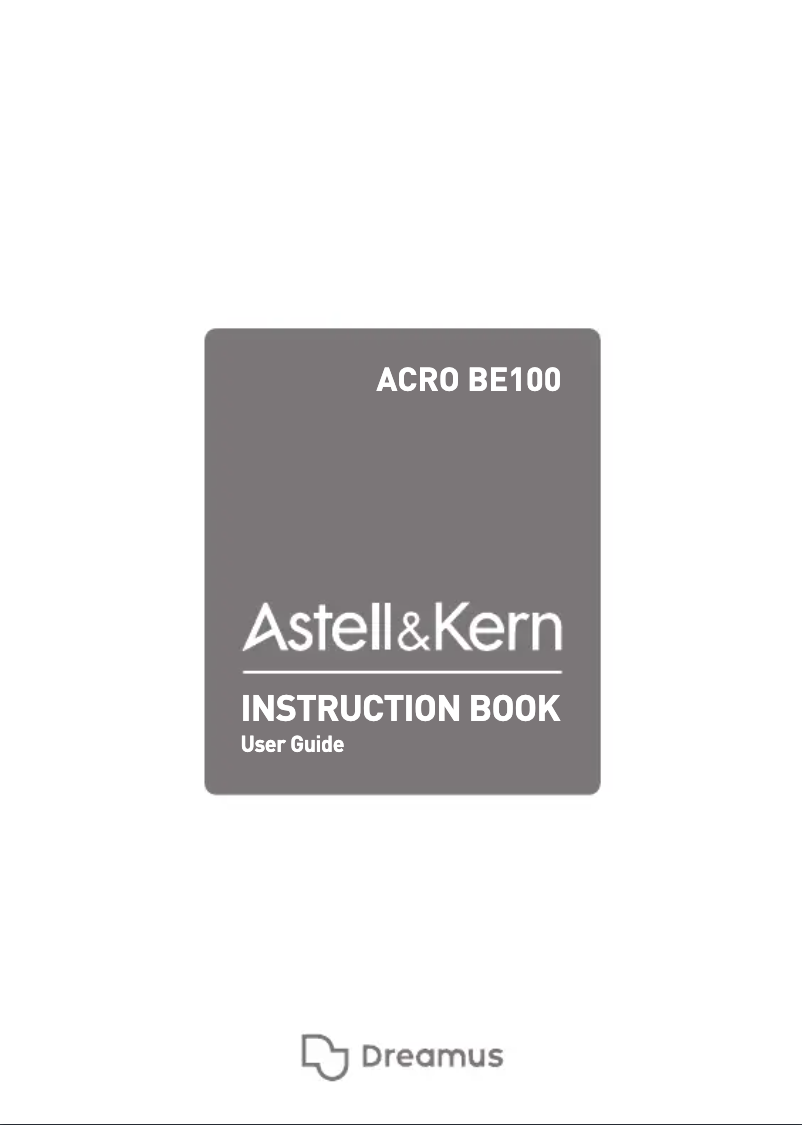 Page 1 de la notice Manuel utilisateur Astell&Kern ACRO BE100