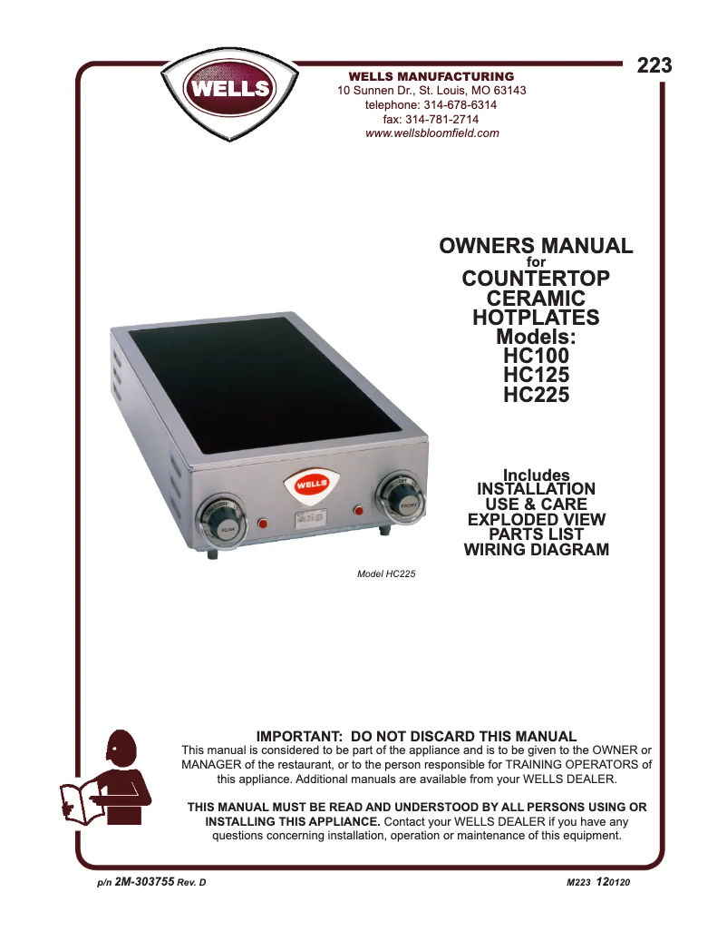 Page n°1 - Manuel utilisateur Wells HC100