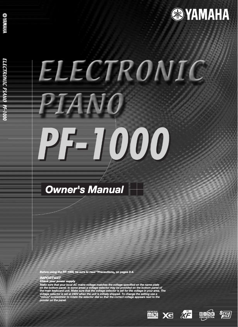Page n°1 - Manuel utilisateur Yamaha PF1000