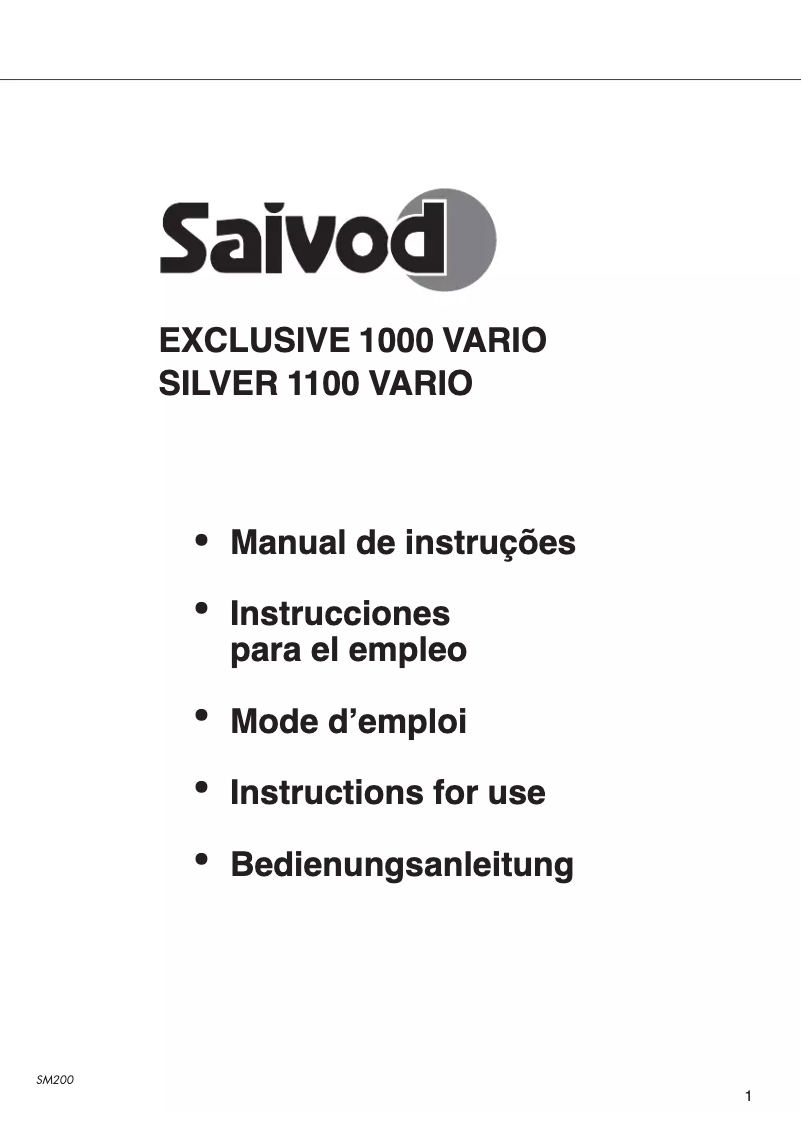 Image de la première page du manuel de l'appareil Exclusive 1000 Vario