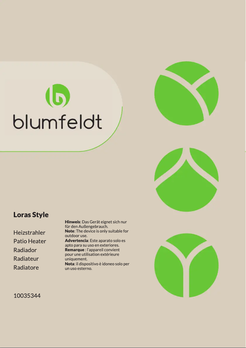 Page n°1 - Manuel utilisateur Blumfeldt Loras Style