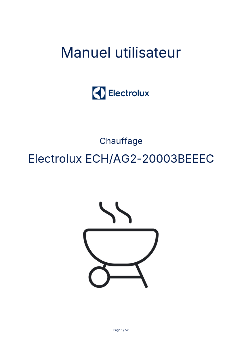 Page n°1 - Manuel utilisateur Electrolux ECH/AG2-20003BEEEC