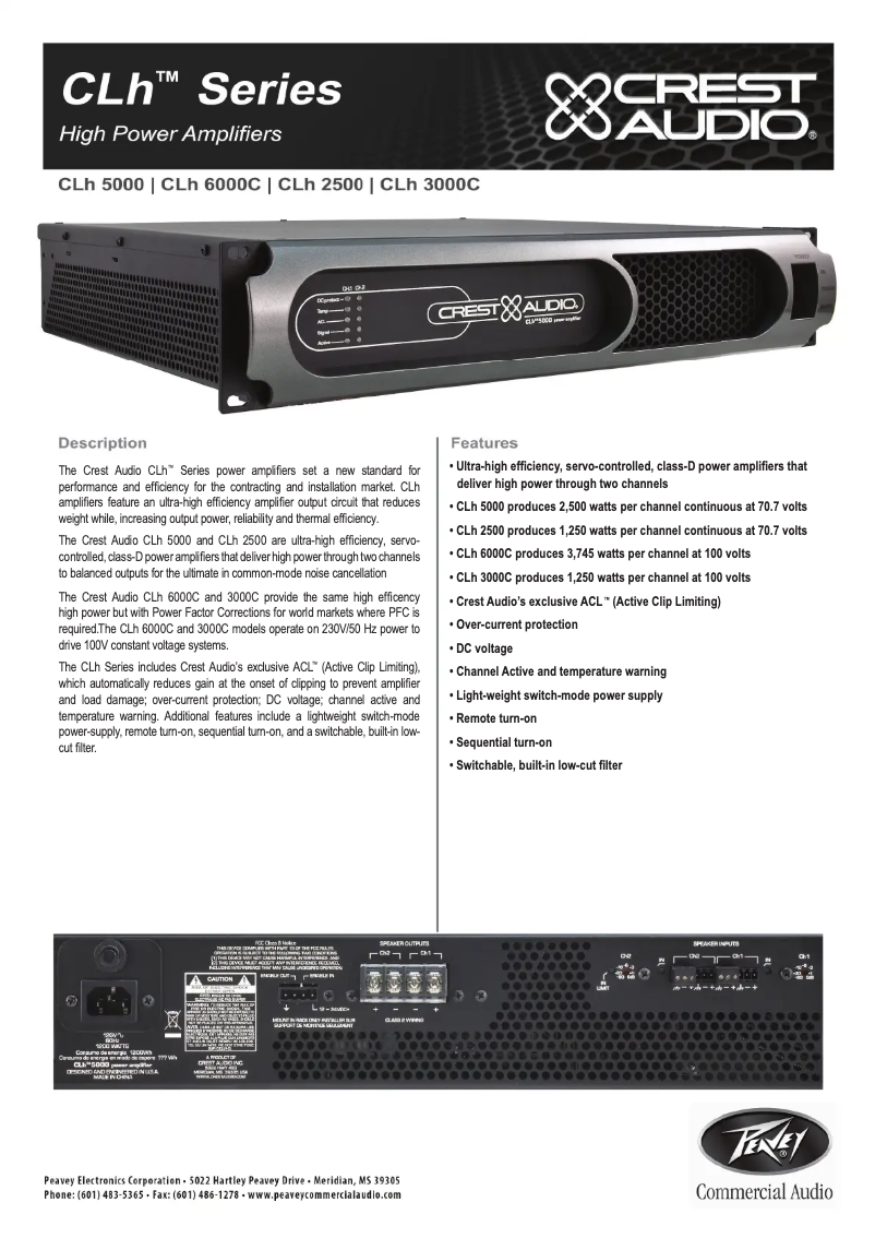 Page n°1 - Fiche technique Crest Audio CLh 5000