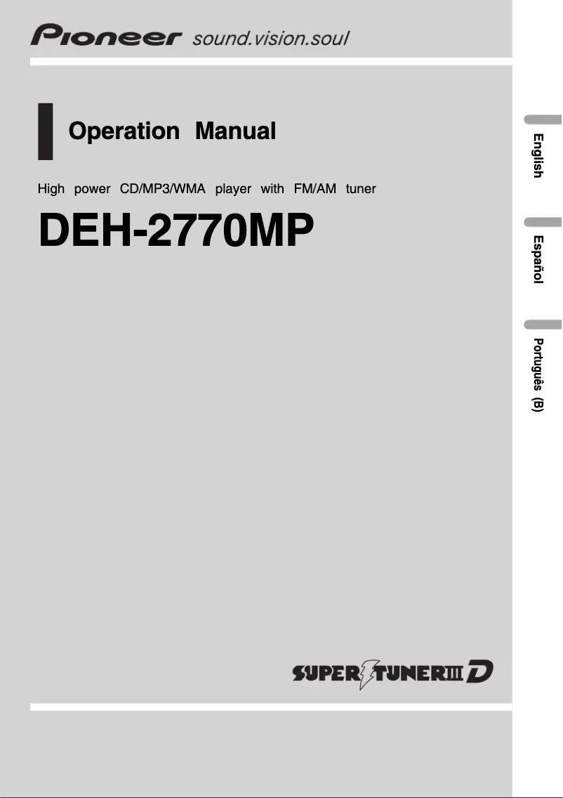 Page n°1 - Manuel utilisateur Pioneer DEH-2770MP