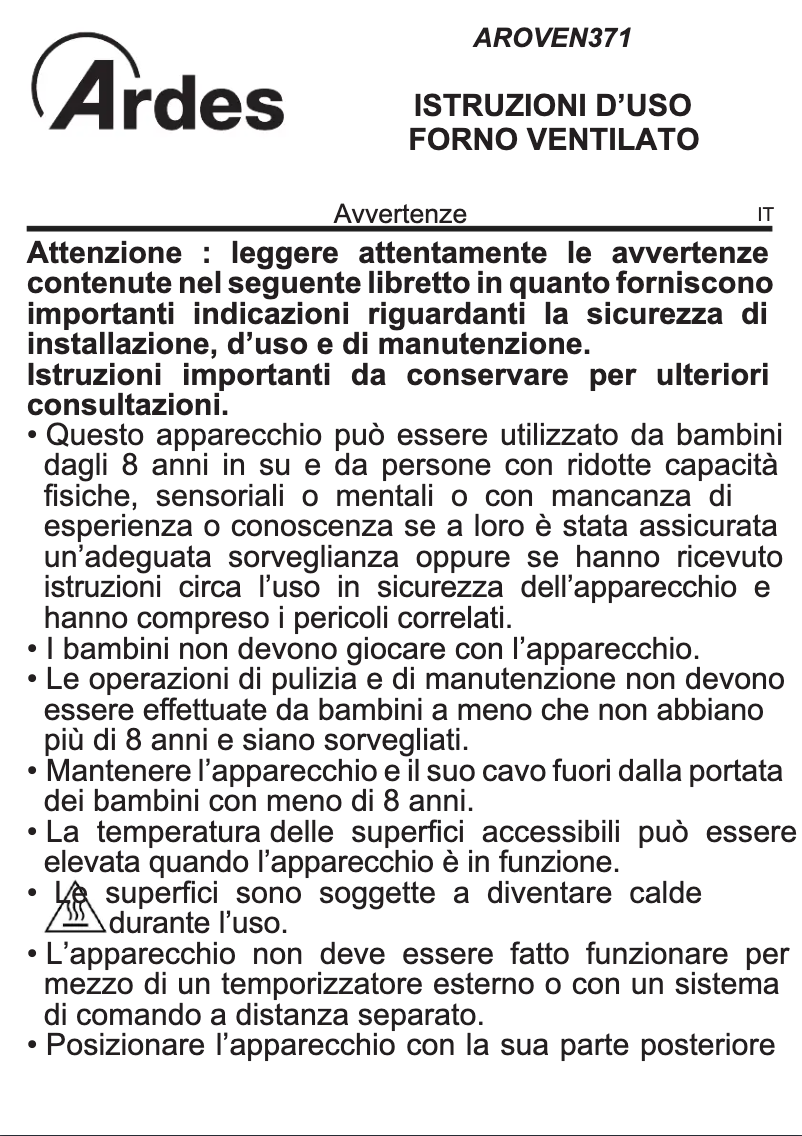Página 1 del manual Manual de usuario Ardes AROVEN371