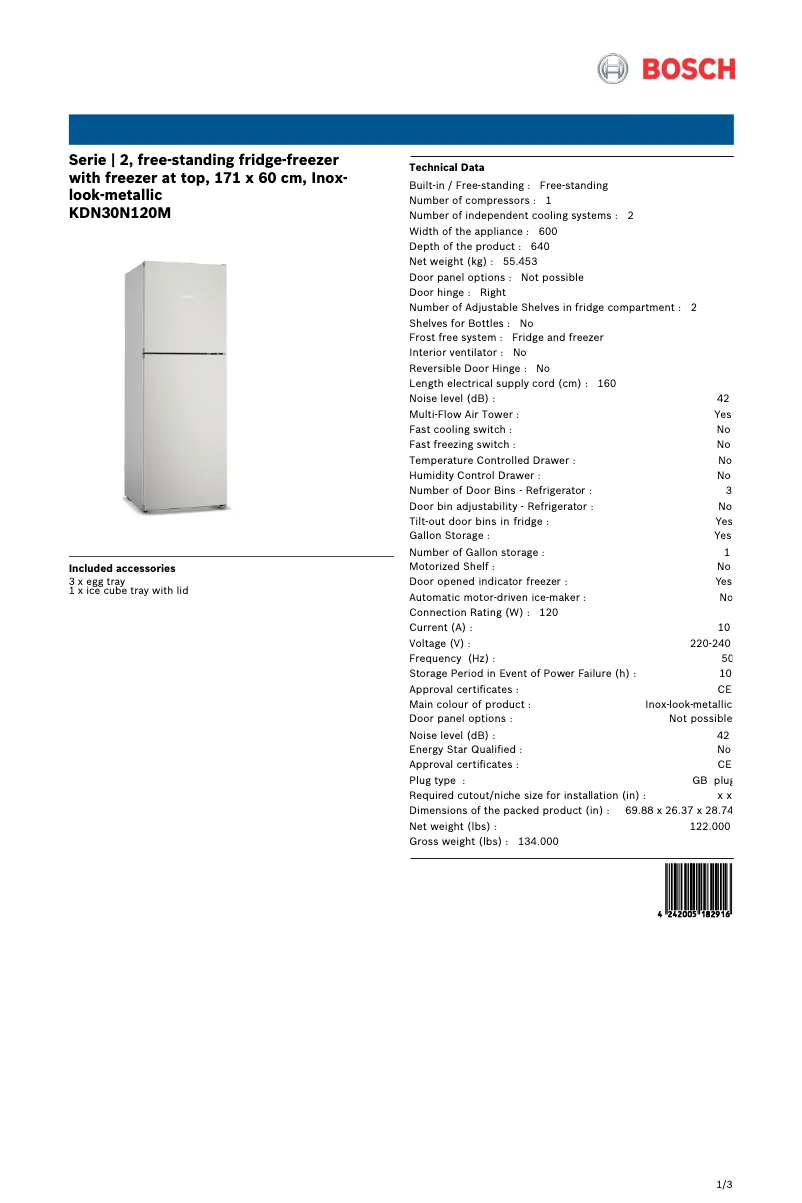 Image de la première page du manuel de l'appareil KDN30N120M