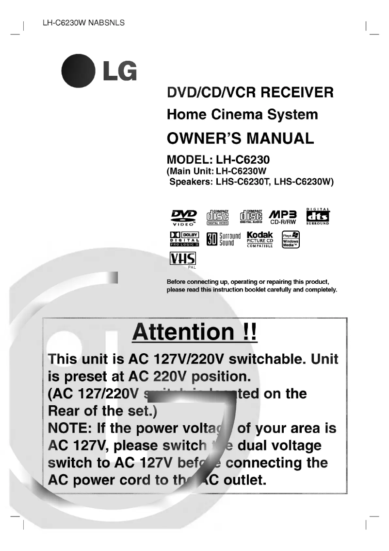 Page 1 de la notice Manuel utilisateur LG LH-C6230W