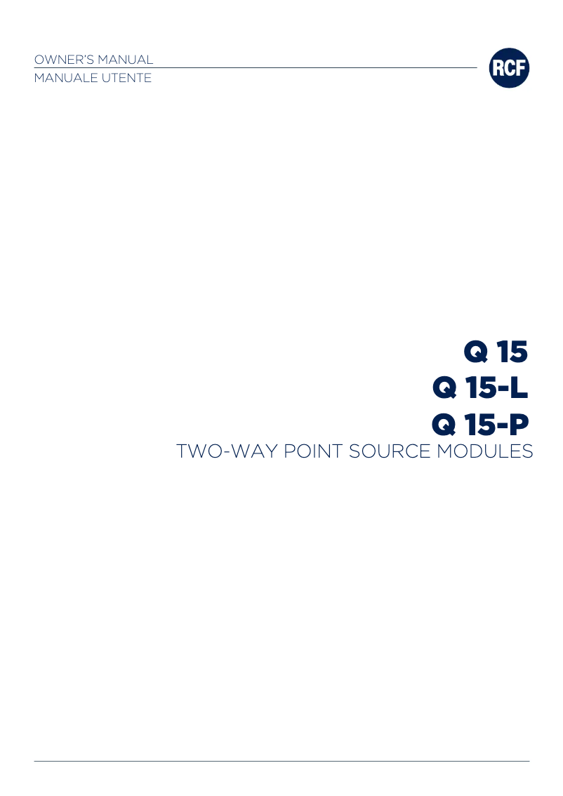 Image de la première page du manuel de l'appareil Q 15-P