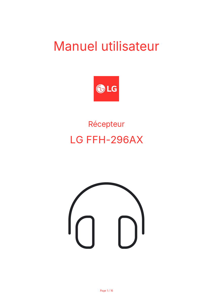 Page n°1 - Manuel utilisateur LG FFH-296AX