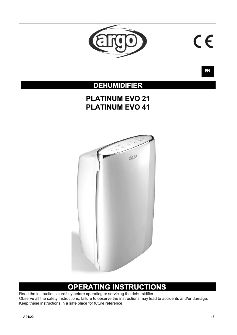 Image de la première page du manuel de l'appareil Platinum Evo 41