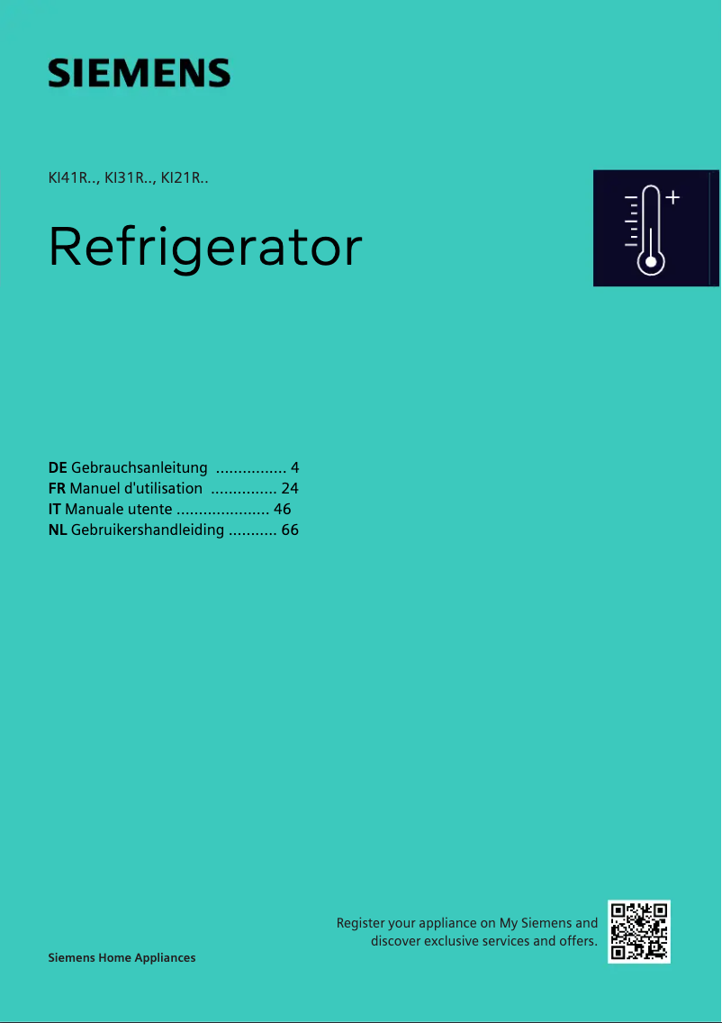 Página 1 del manual Manual de usuario Siemens KI21RNSE0