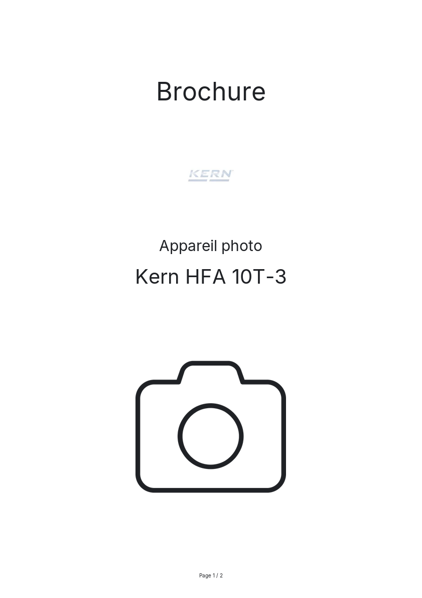 Image de la première page du manuel de l'appareil HFA 10T-3