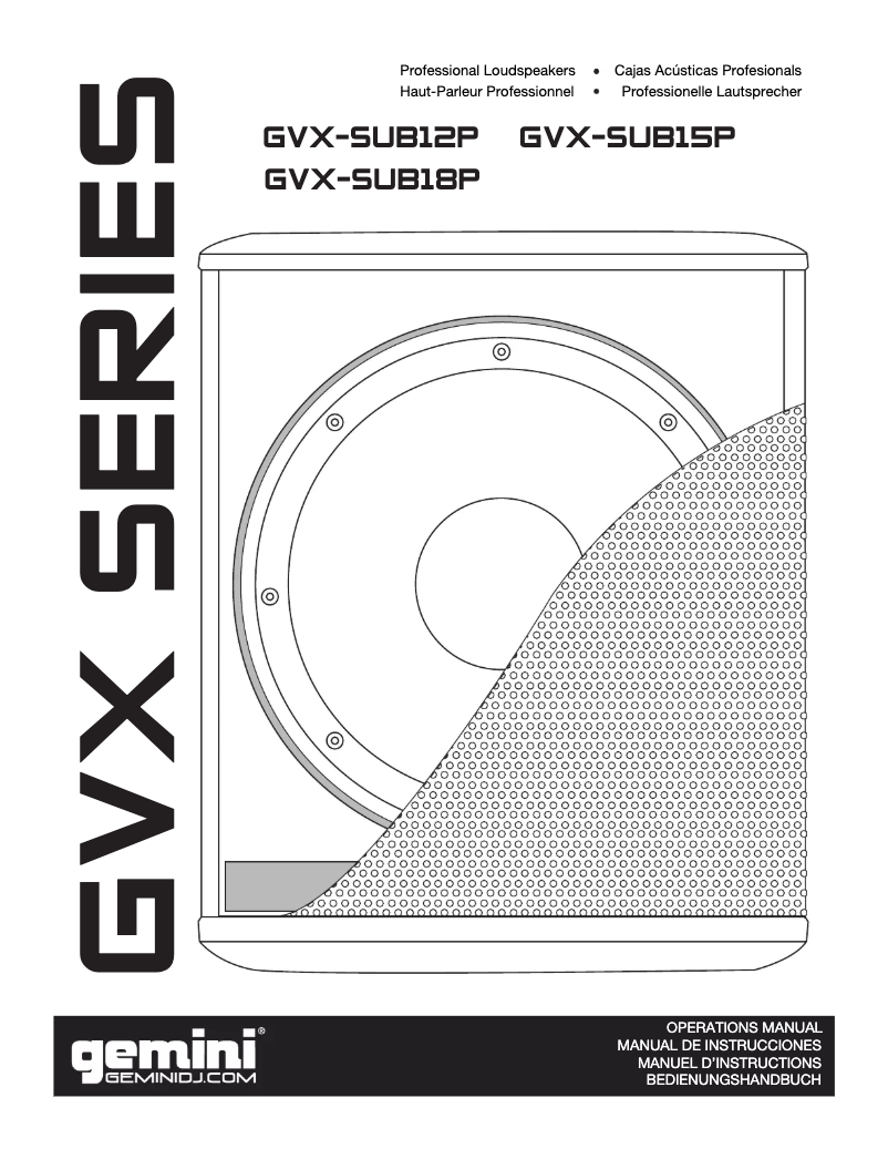 Page n°1 - Manuel utilisateur Gemini GVXSUB18P