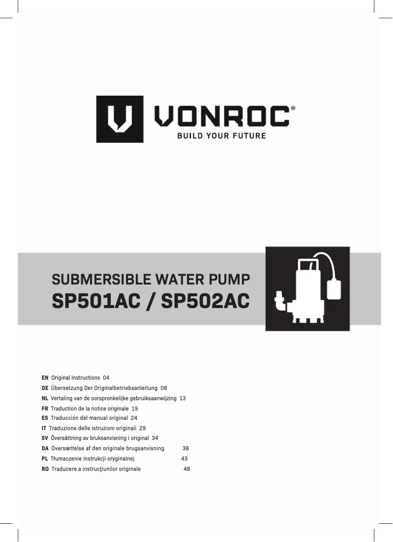 Page n°1 - Manuel utilisateur Vonroc SP501AC