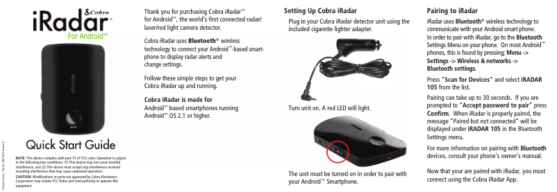 Página 1 del manual Manual de usuario Cobra iRadar 105A