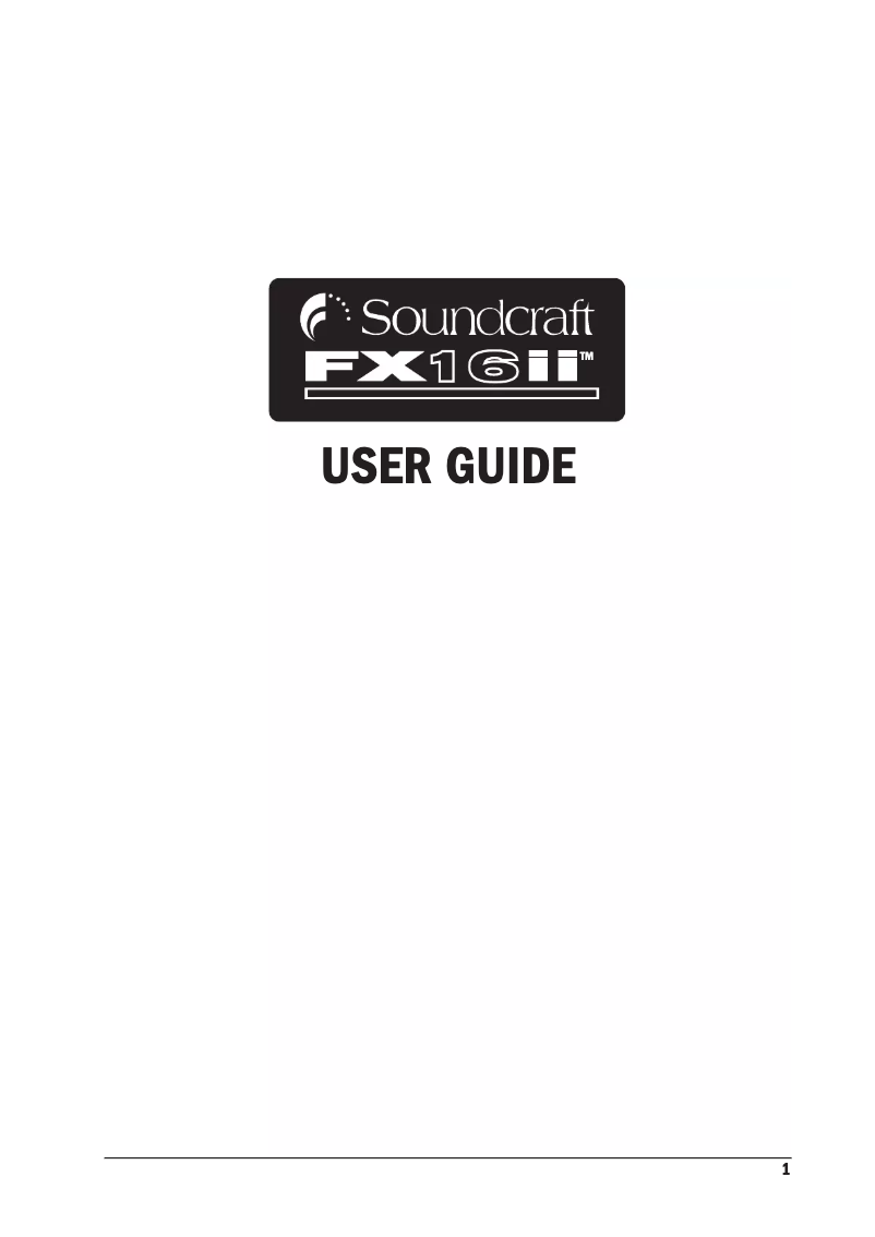 Page n°1 - Manuel utilisateur Soundcraft FX16II