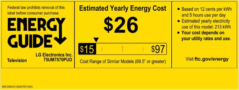 Página 1 del manual Etiqueta energética LG 75UM7570PUD