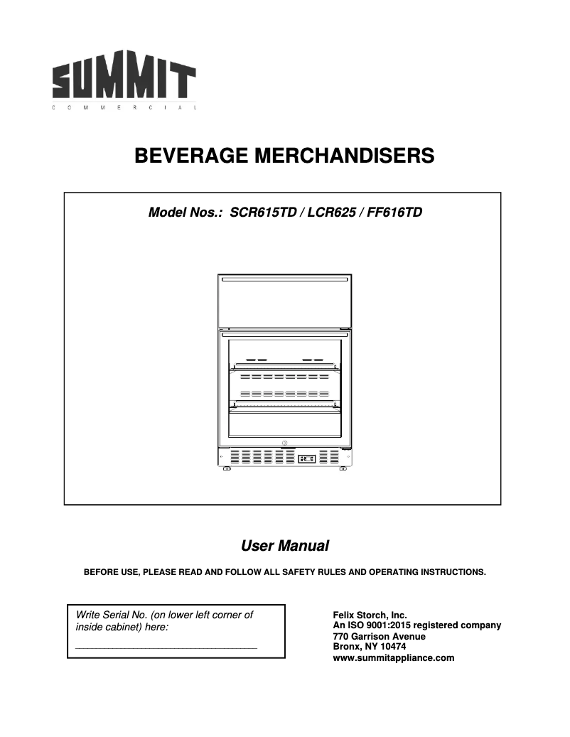 Page n°1 - Manuel utilisateur Summit SCR615TDCSS