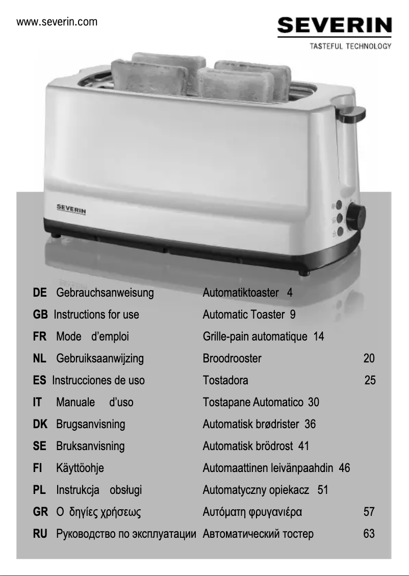 Page 1 de la notice Manuel utilisateur Severin AT 2234