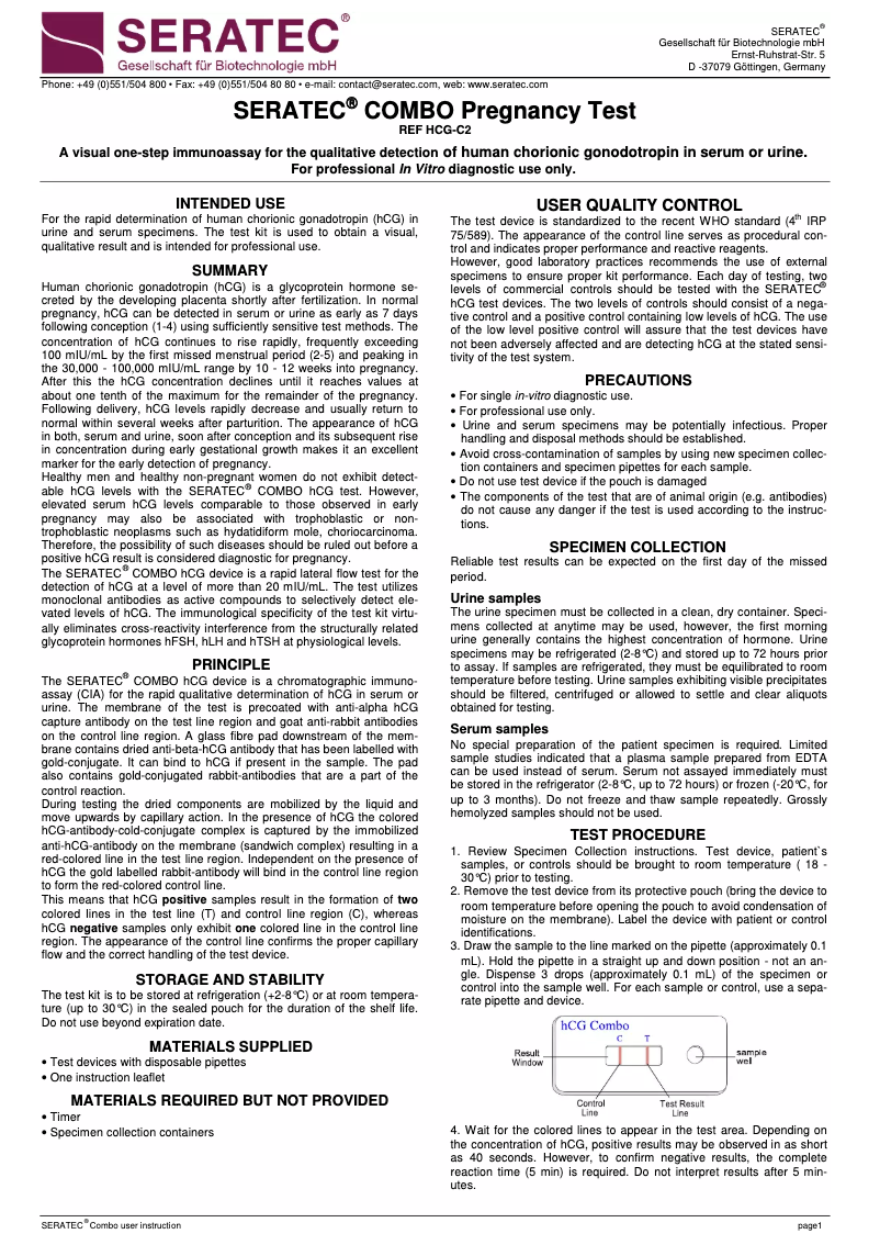 Page 1 de la notice Manuel utilisateur SERATEC HCG-C2