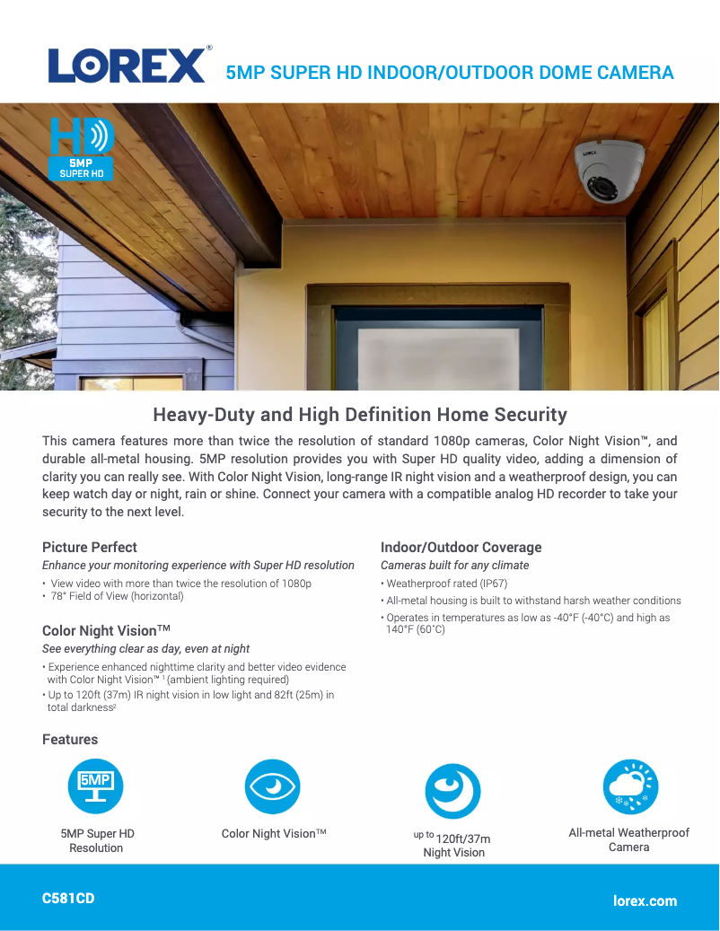 Page n°1 - Fiche technique Lorex C581CD