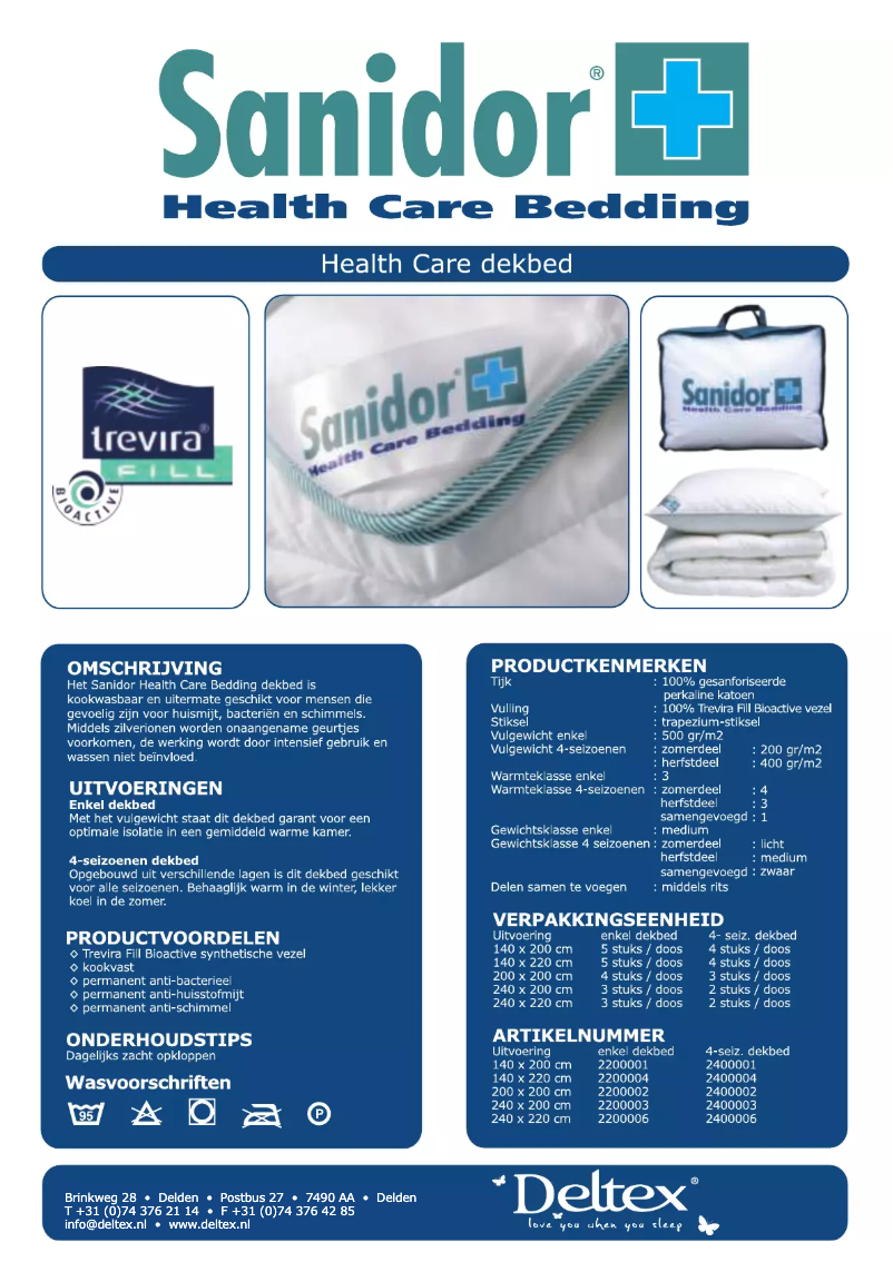 Page n°1 - Manuel utilisateur Deltex Sanidor Health Care