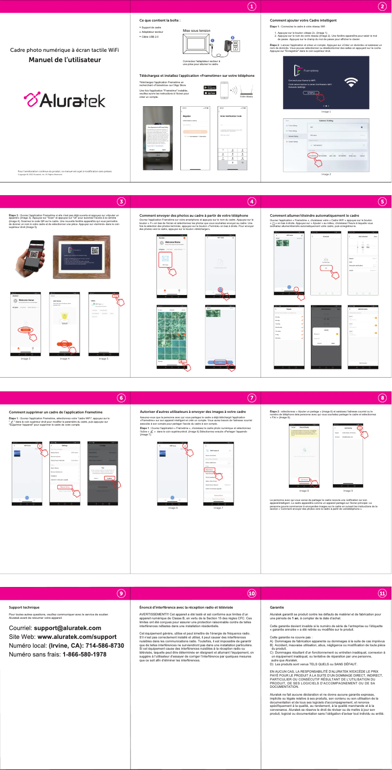 Page 1 de la notice Manuel utilisateur Aluratek ASHDPF10F