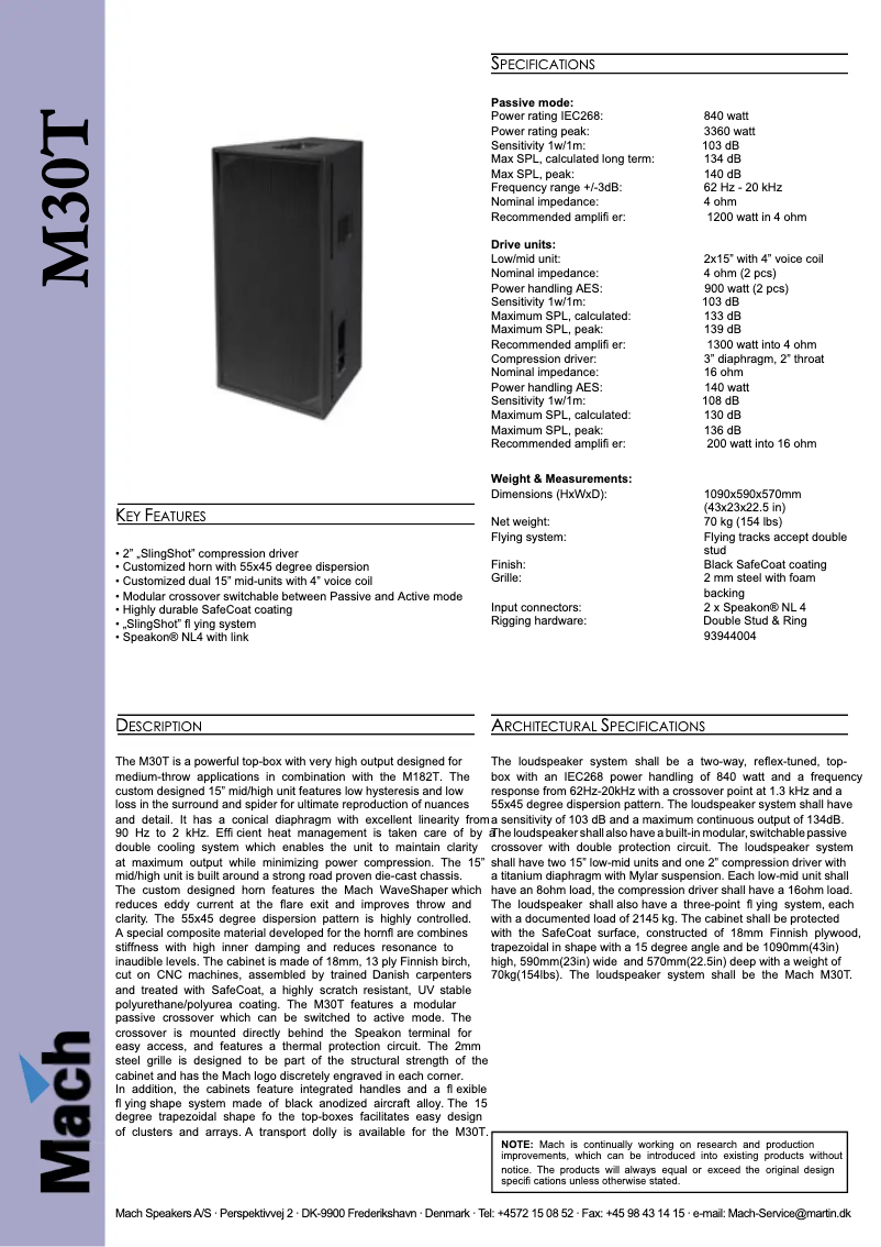 Image de la première page du manuel de l'appareil M30T